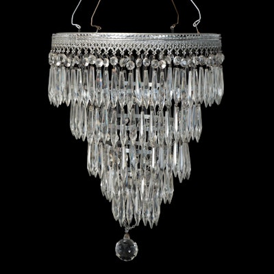 Tiered Chrome, Crystal and Glass Prism Pendant Light