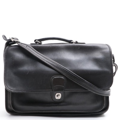 Coach Top-Handle Briefcase in Black Leather w/Shoulder Strap