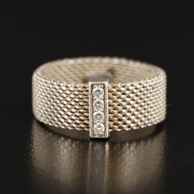 Tiffany & Co. "Sommerset" Sterling Diamond Mesh Ring