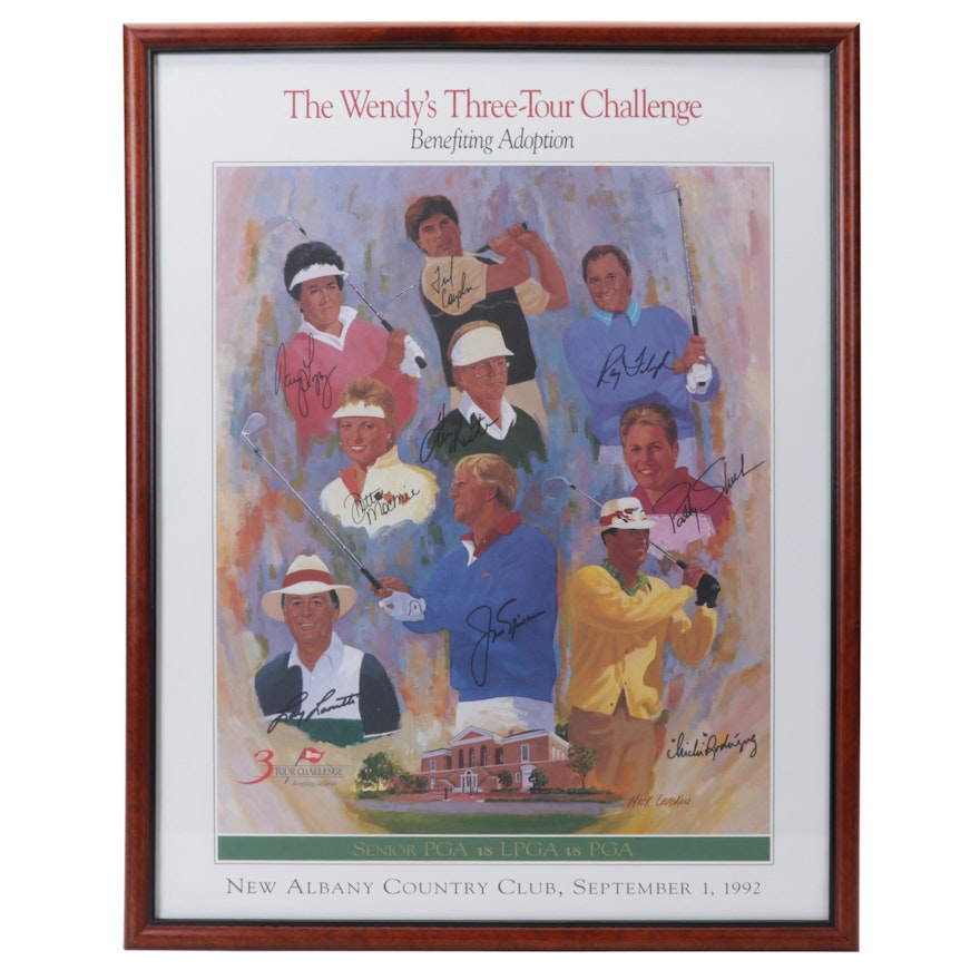 Jack Nicklaus Signed 1992 Wendy's Three-Tour Challenge Poster