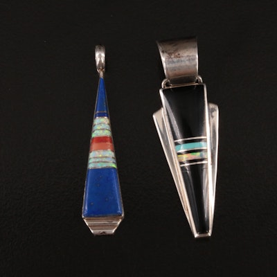 Marie Tsosie Navajo Diné Featured in Sterling Gemstone Inlay Pendants