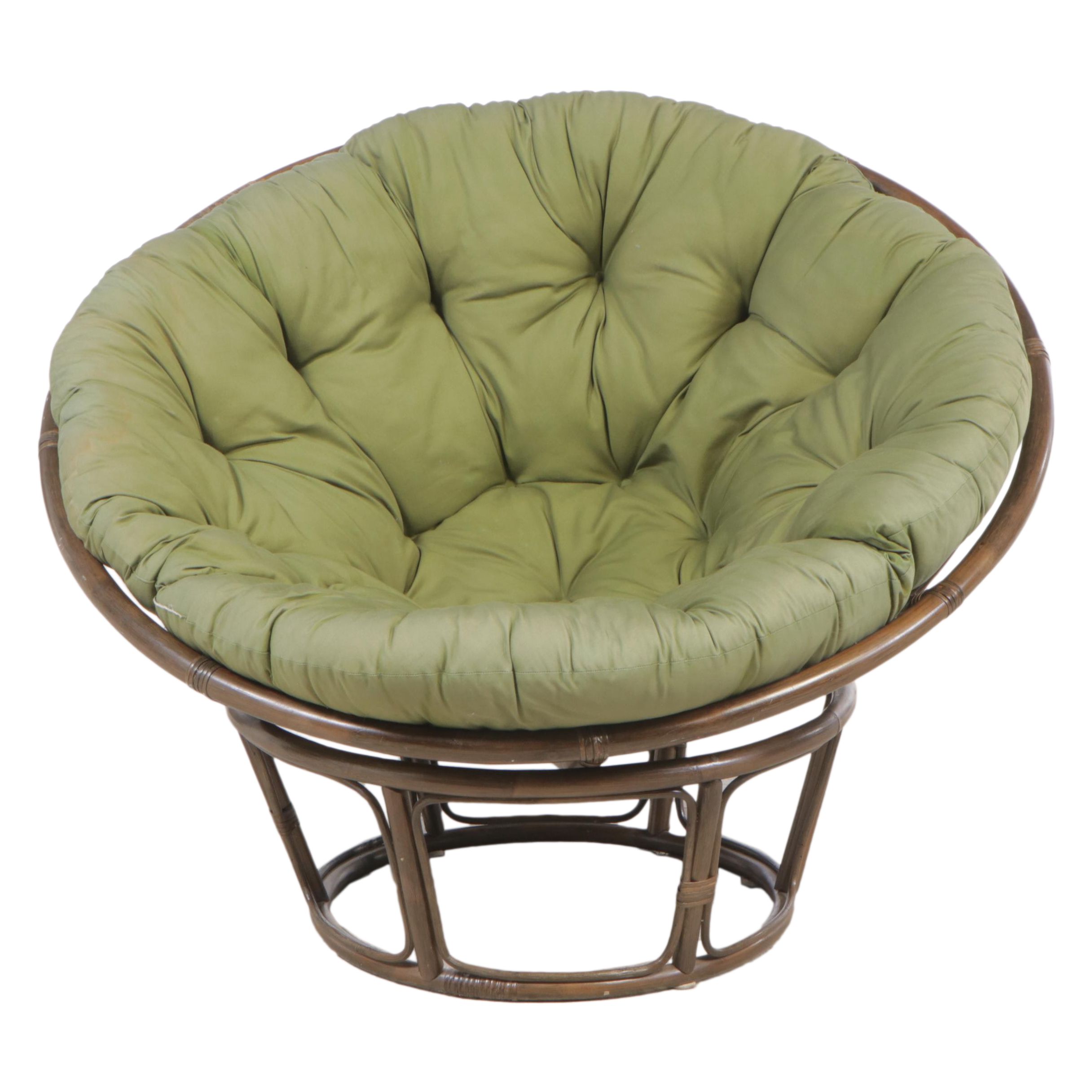 Rattan Papasan Chair with Cushion EBTH