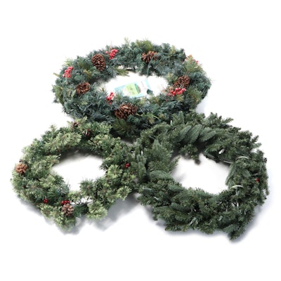 Martha Stewart and Other Illuminated Artificial Pine and More Seasonal Wreaths