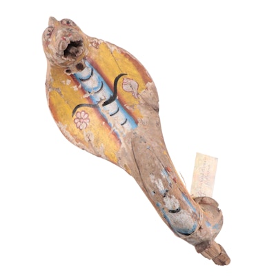 Wood Polychrome Painted Cobra Snake, Early 20th Century
