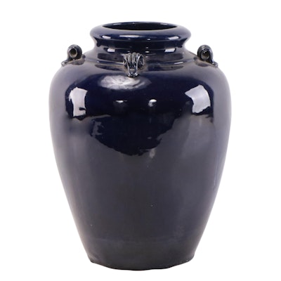 Chinese Cobalt Glazed Porcelain Storage Jar, Mid-20th Century