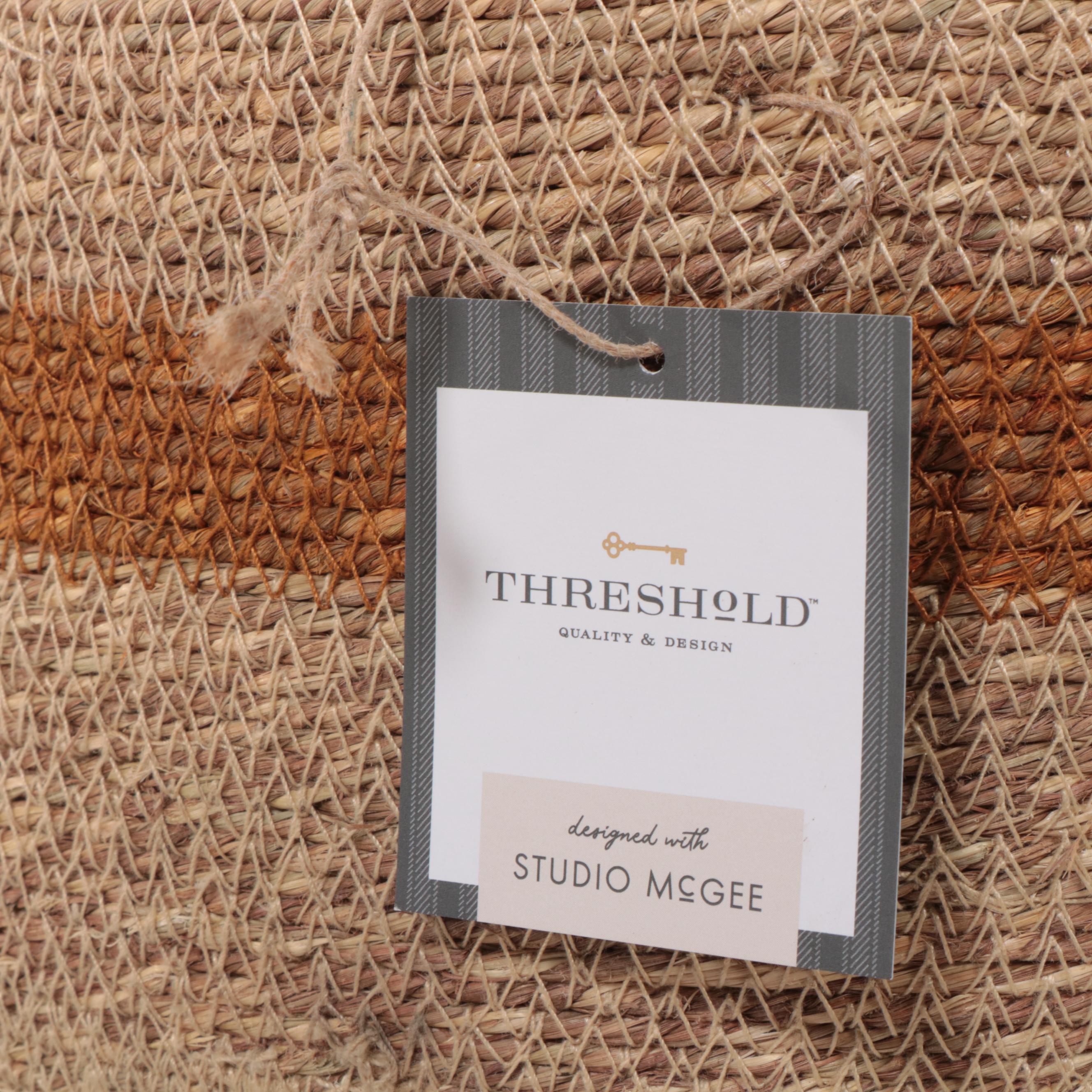 Pair of Threshold Natural Seagrass Baskets with Asymmetrical Wreath | EBTH