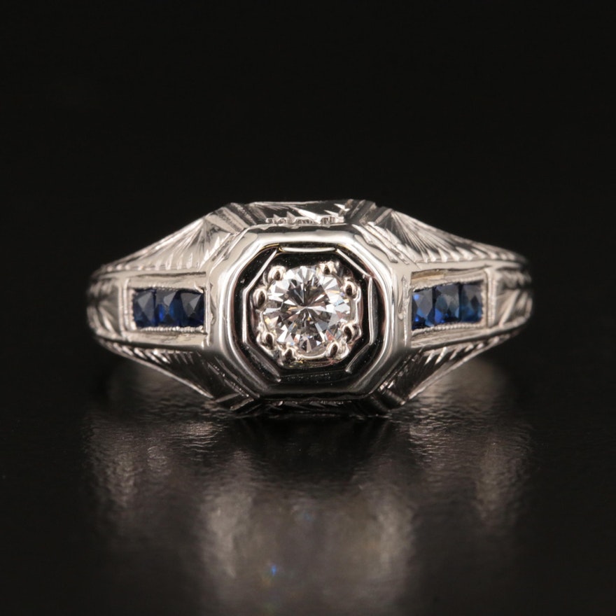 18K Diamond and Sapphire Ring