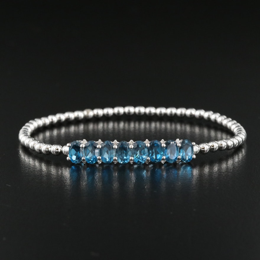 Sterling London Blue Topaz and Diamond Bracelet