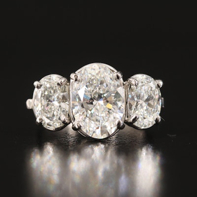 Platinum 5.16 CTW Lab Grown Diamond Three Stone Ring with IGI Reports
