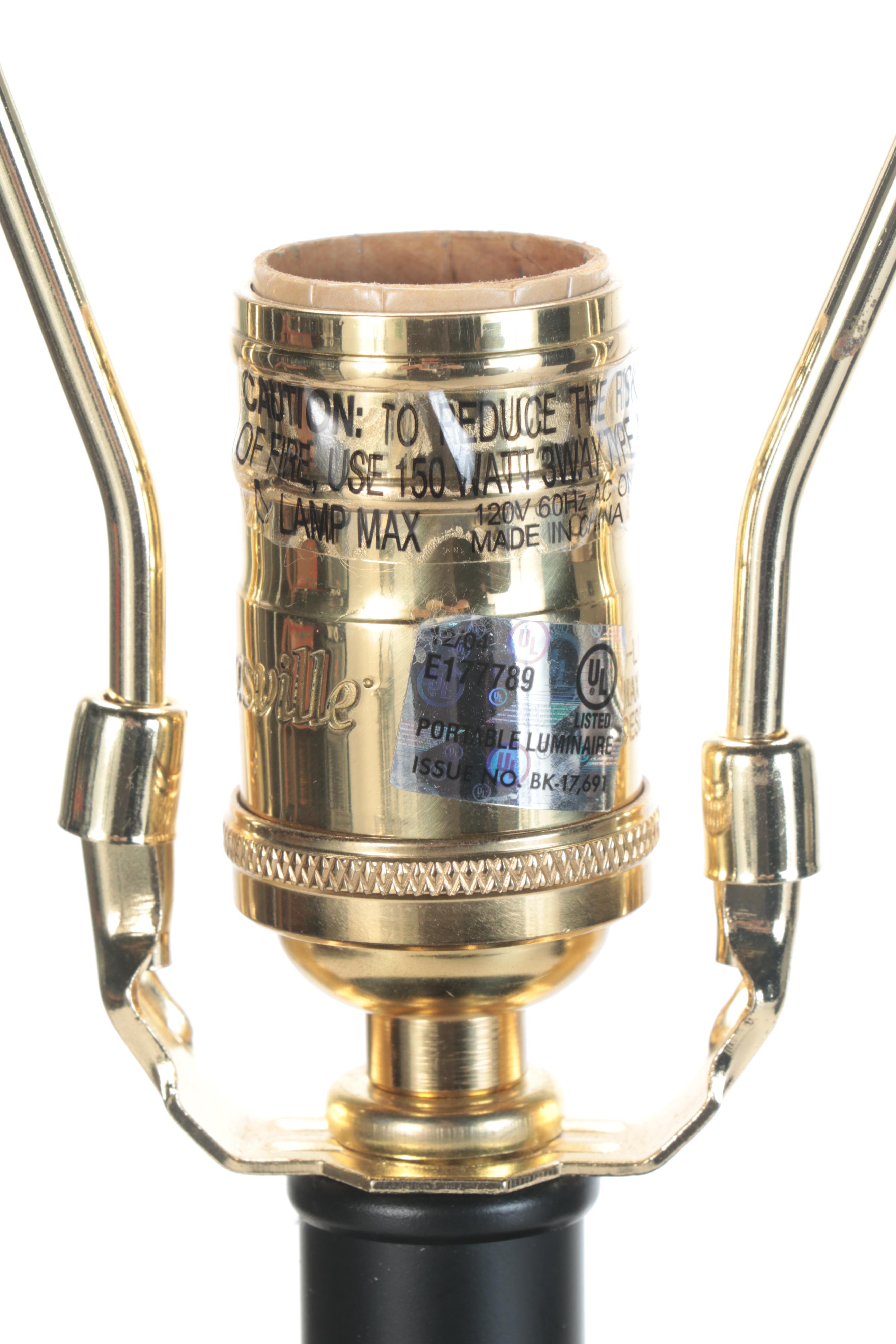 Thomasville Gilt Decorated Black Urn Table Lamp, Contemporary EBTH