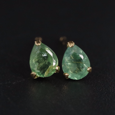 18K Green Apatite Stud Earrings