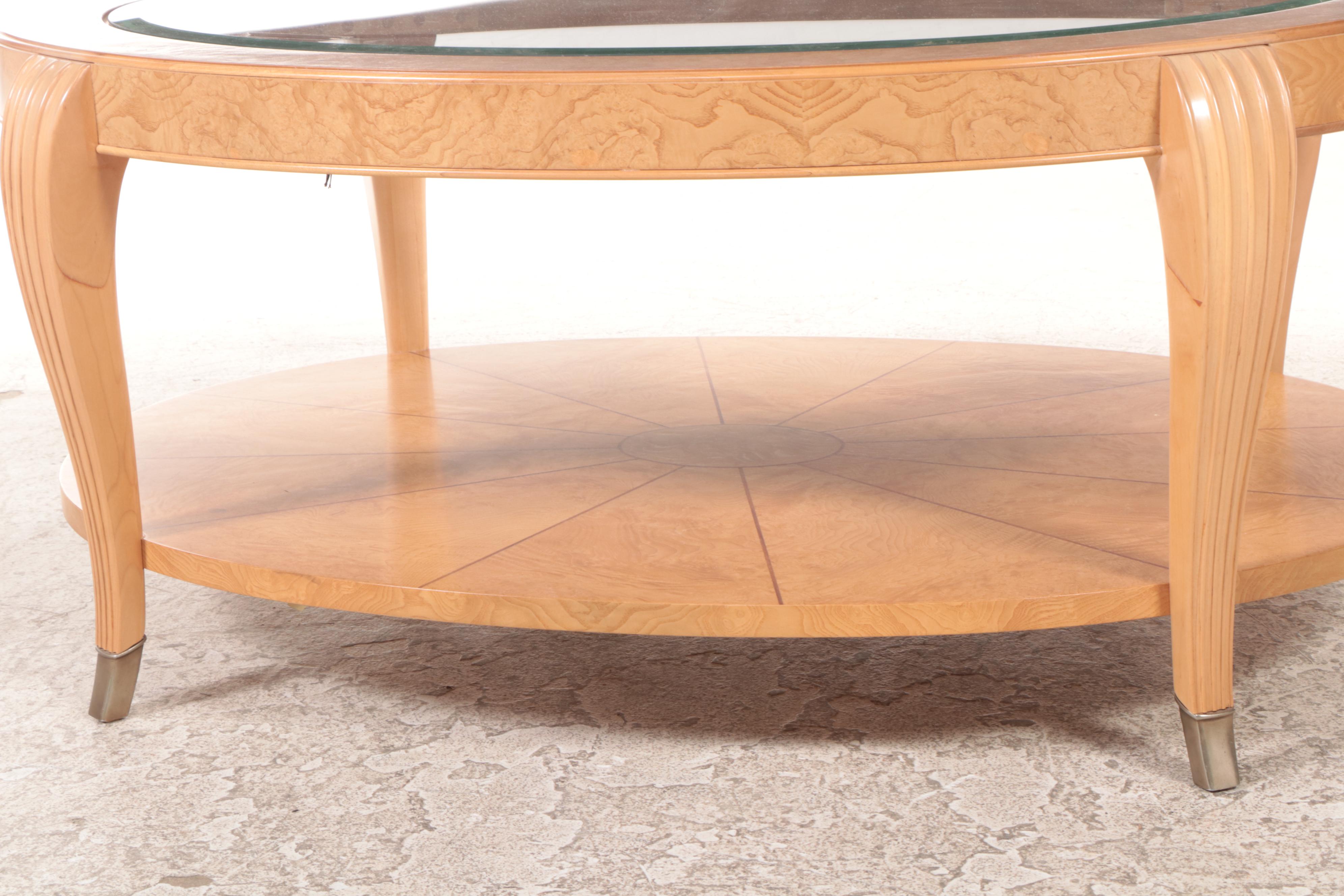 Thomasville "Bogart Luxe Collection" Ash Burlwood and Glass Top Coffee