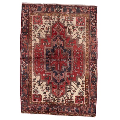 4'8 x 6'9 Hand-Knotted Persian Heriz-Style Area Rug