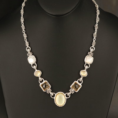 Michael Dawkins Sterling Quartz and Mother-of-Pearl Doublet Necklace