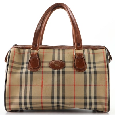 Burberrys Boston Bag in Haymarket Check and Leather