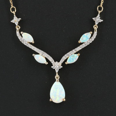 Sterling Opal and Sapphire Chevron Necklace