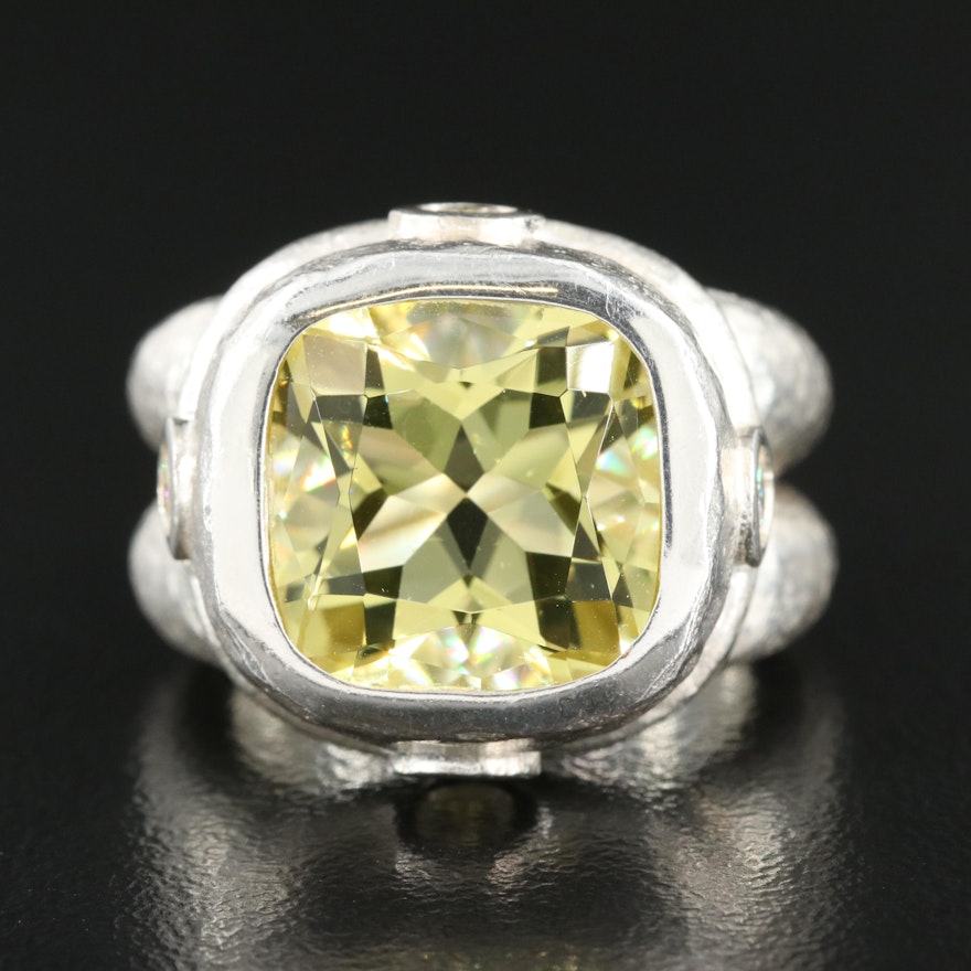 SeidenGang Sterling Citrine and Cubic Zirconia Ring