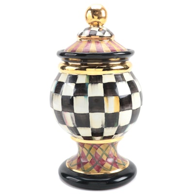MacKenzie-Childs "Argyle" Hand-Painted Earthenware Urn Vase, 2009