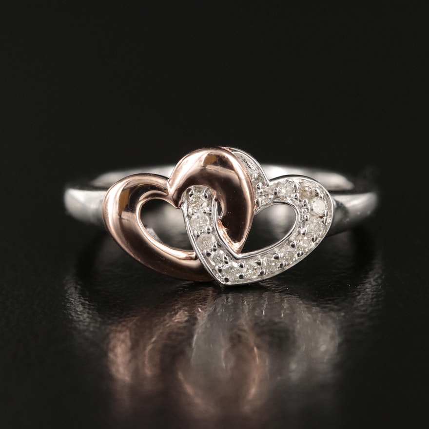 Hallmark Sterling Diamond Double Heart Ring