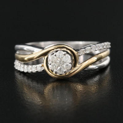 Sterling Diamond Cluster Band