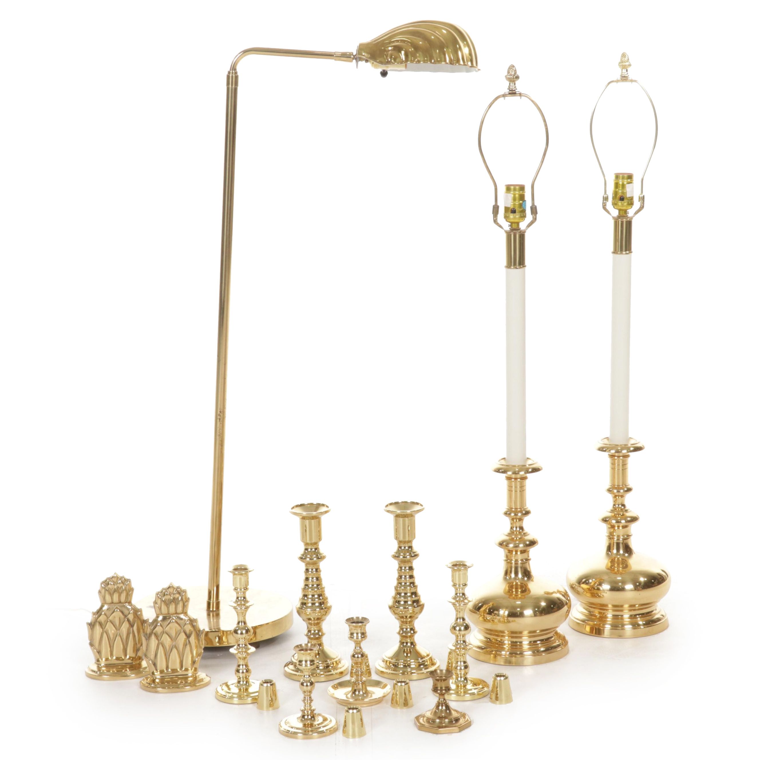 Brass Candlestick Buffet Lamps, Pharmacy Lamp, Baldwin Brass