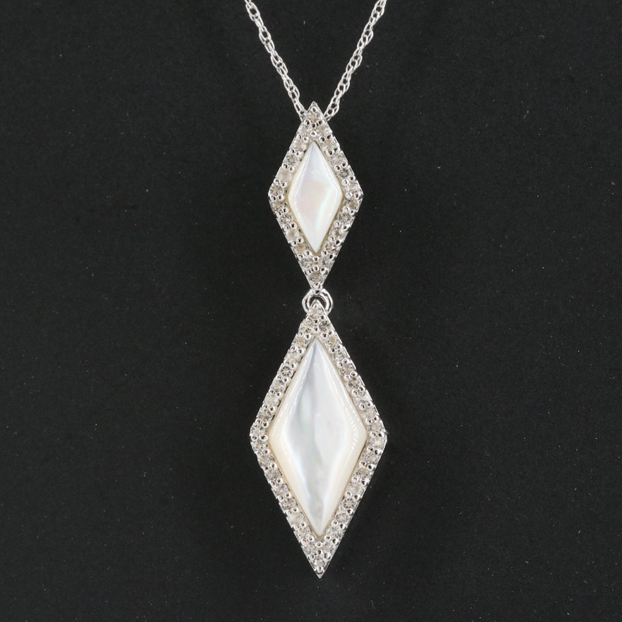 Sterling Mother-of-Pearl and Topaz Pendant Necklace