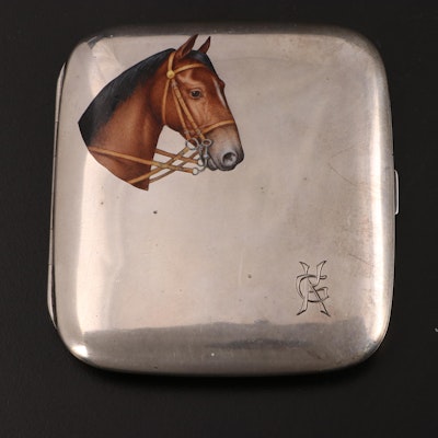 Equestriana Austrian 900 Silver Cigarette Case with Personalized Engraving