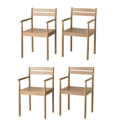 Four Hearth & Hand with Magnolia Outdoor Slat Wood Captain Dining Chairs