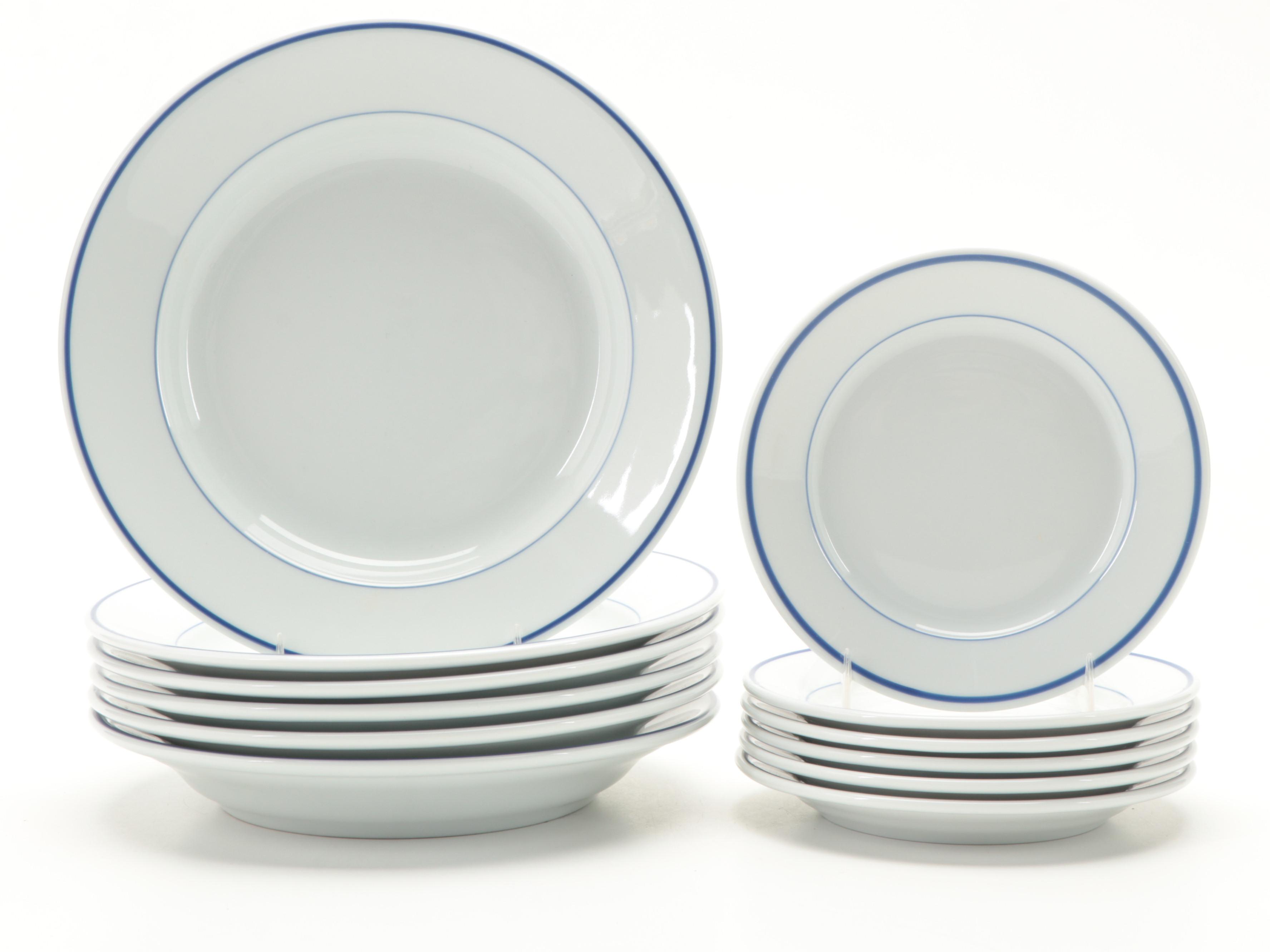 Apilco "Tradition Blue" Porcelain Dinnerware with Sferra "Acanthus