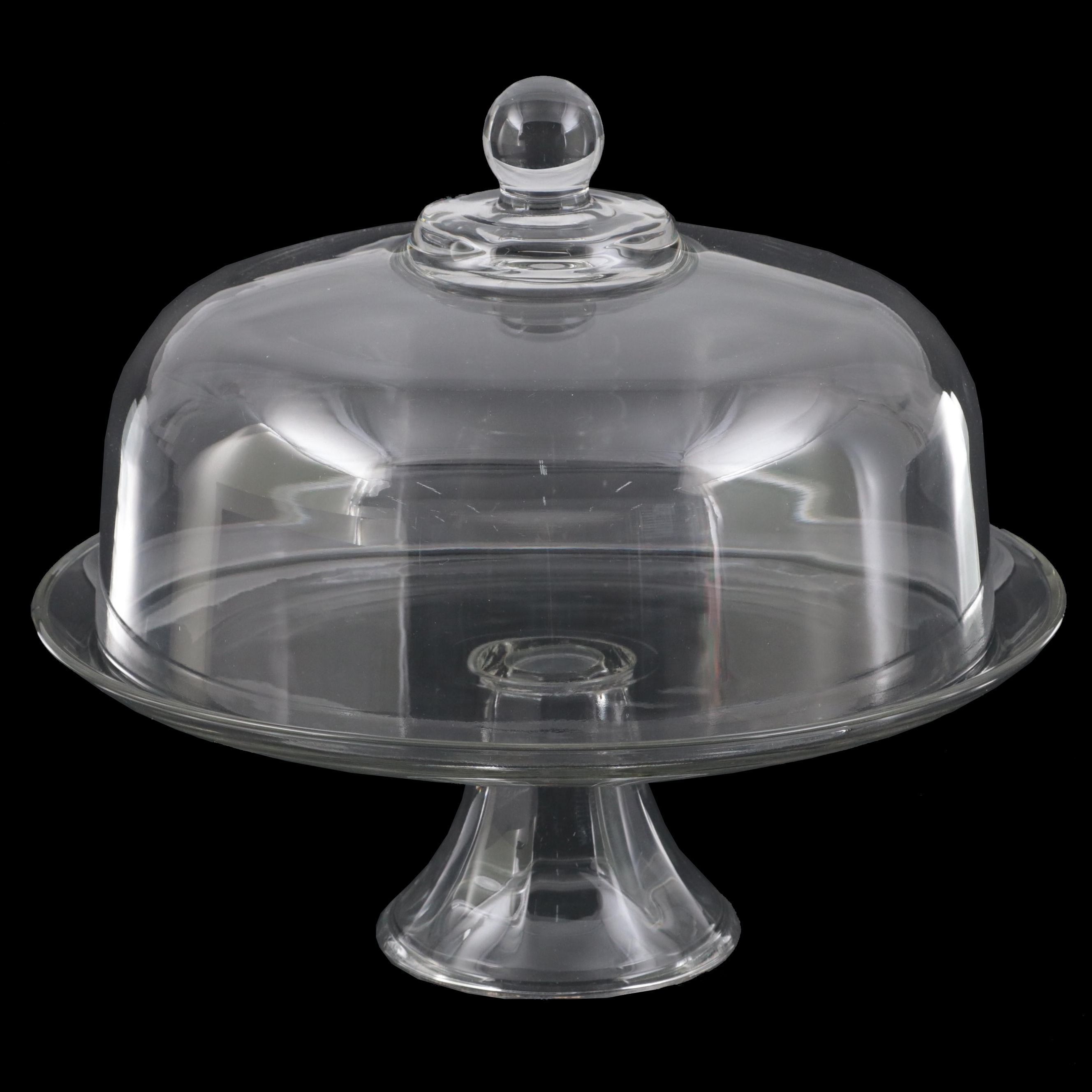 Clear Glass Cake Stand with Dome EBTH
