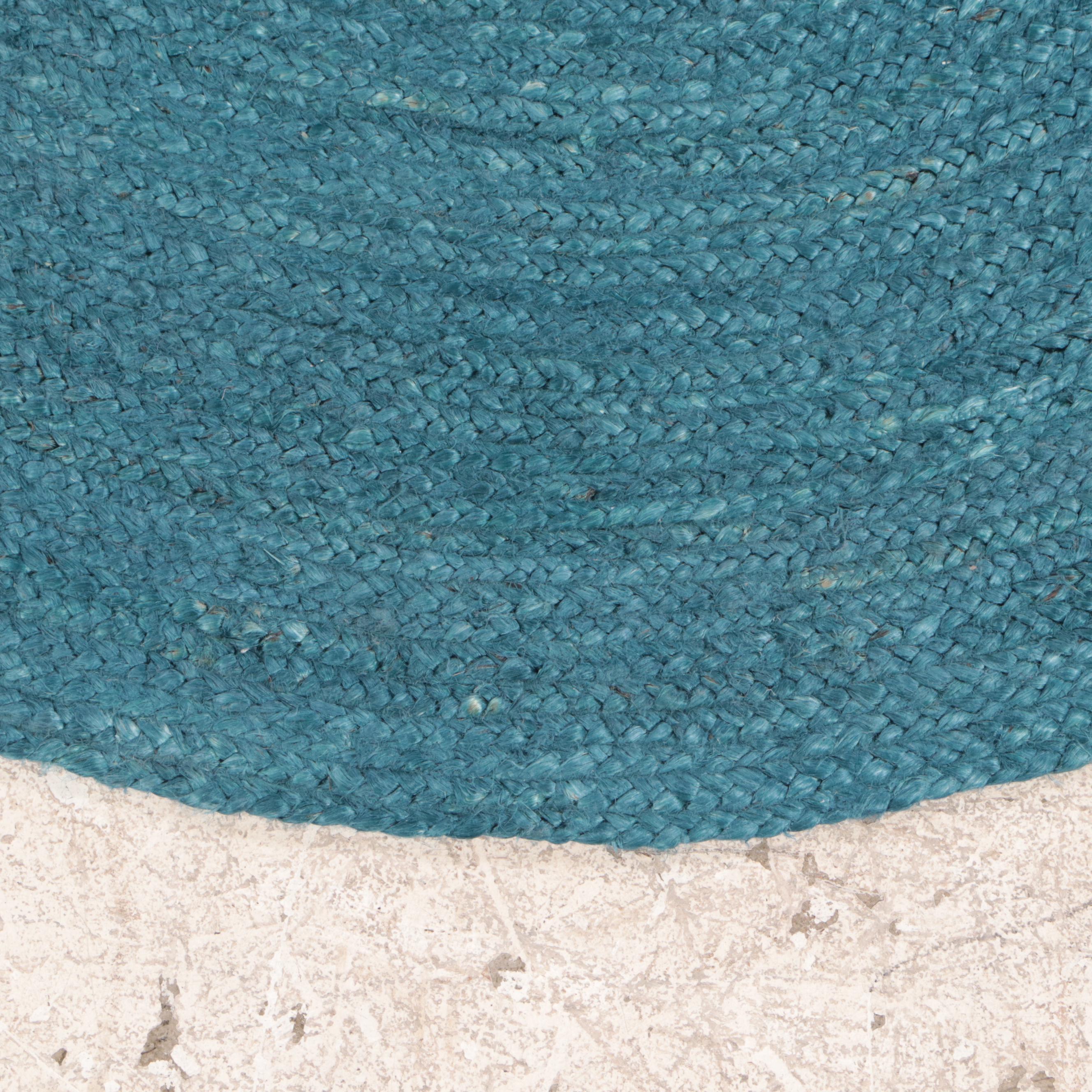 5'1 Round Opalhouse Blue Braided Jute Area Rug EBTH