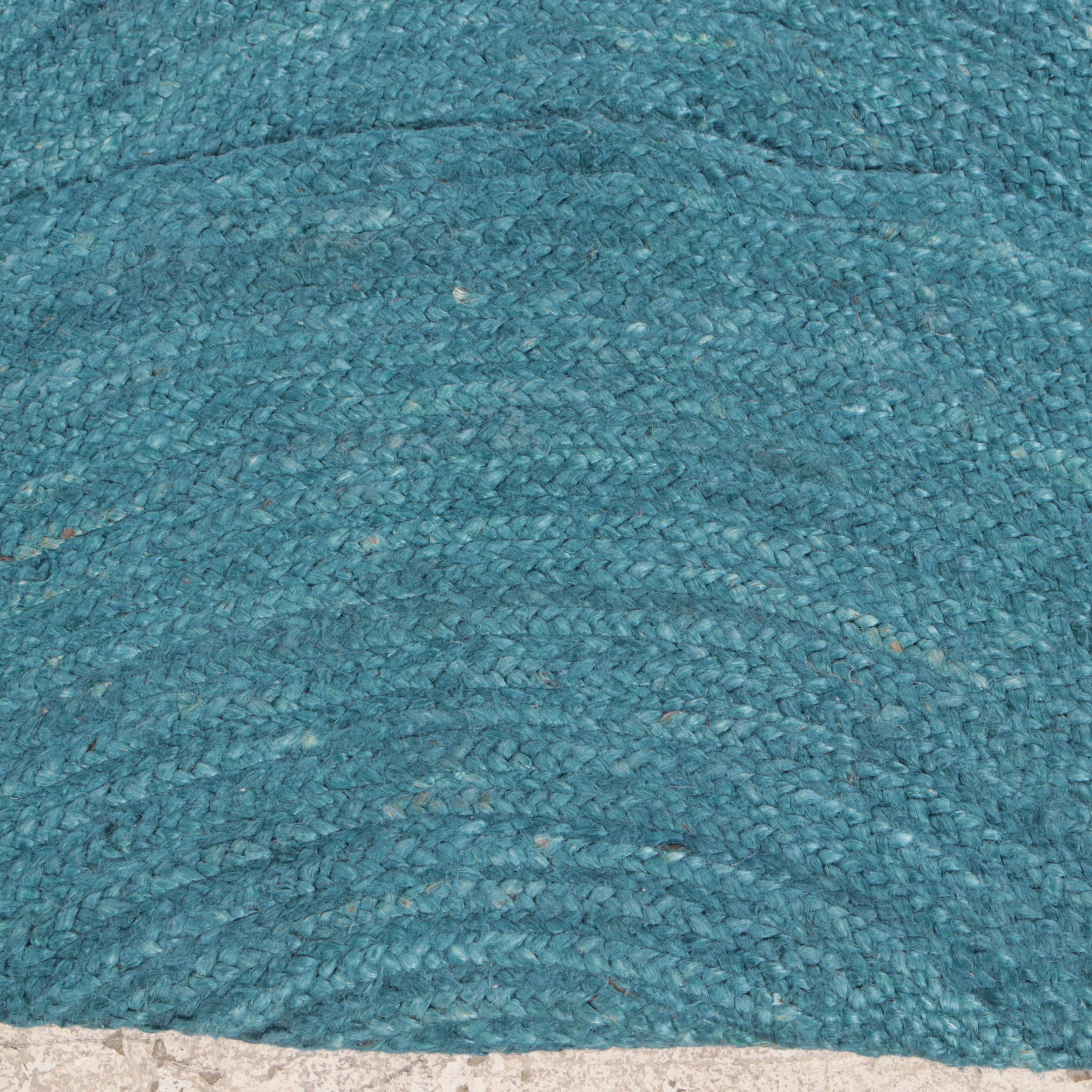 5'1 Round Opalhouse Blue Braided Jute Area Rug EBTH
