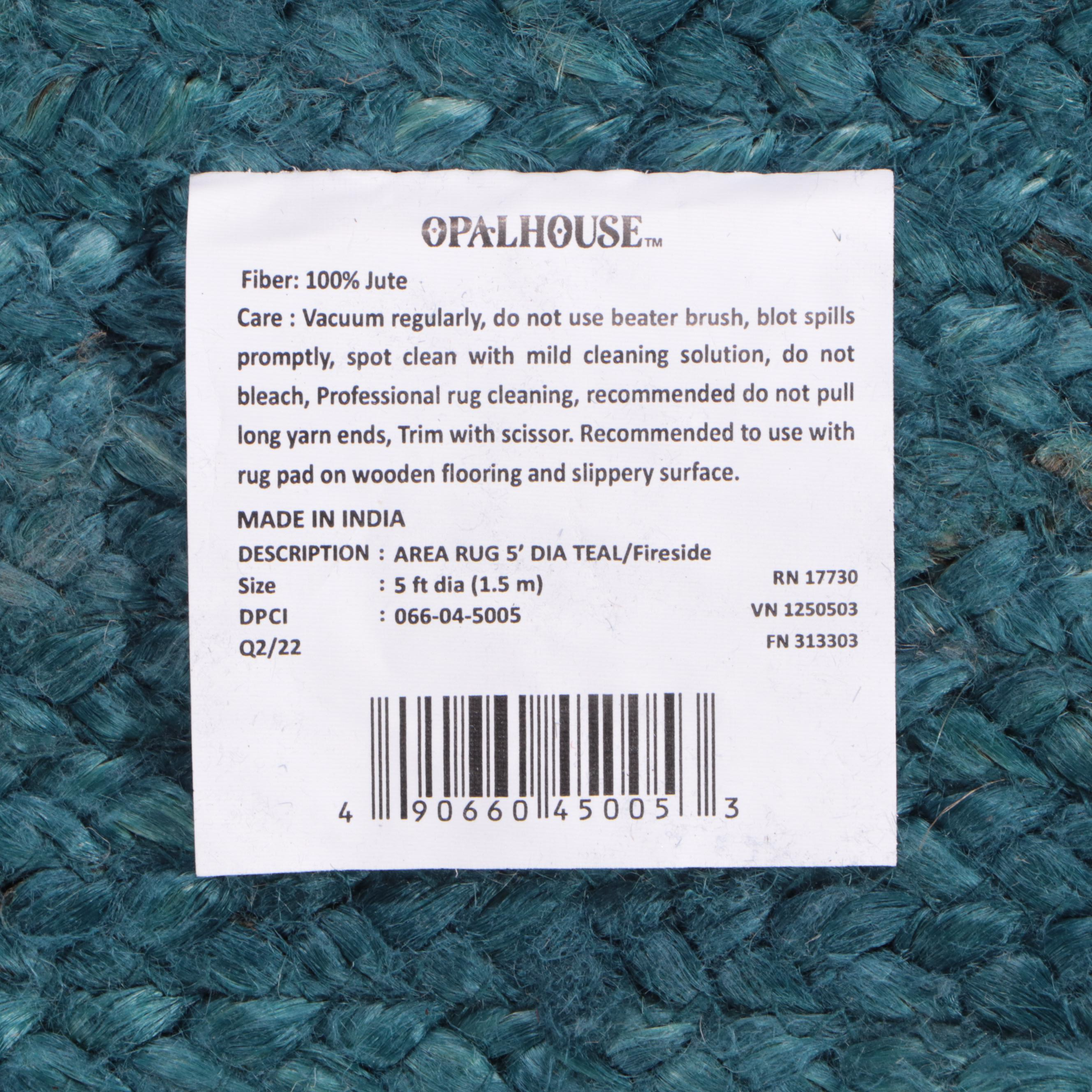 5'1 Round Opalhouse Blue Braided Jute Area Rug EBTH