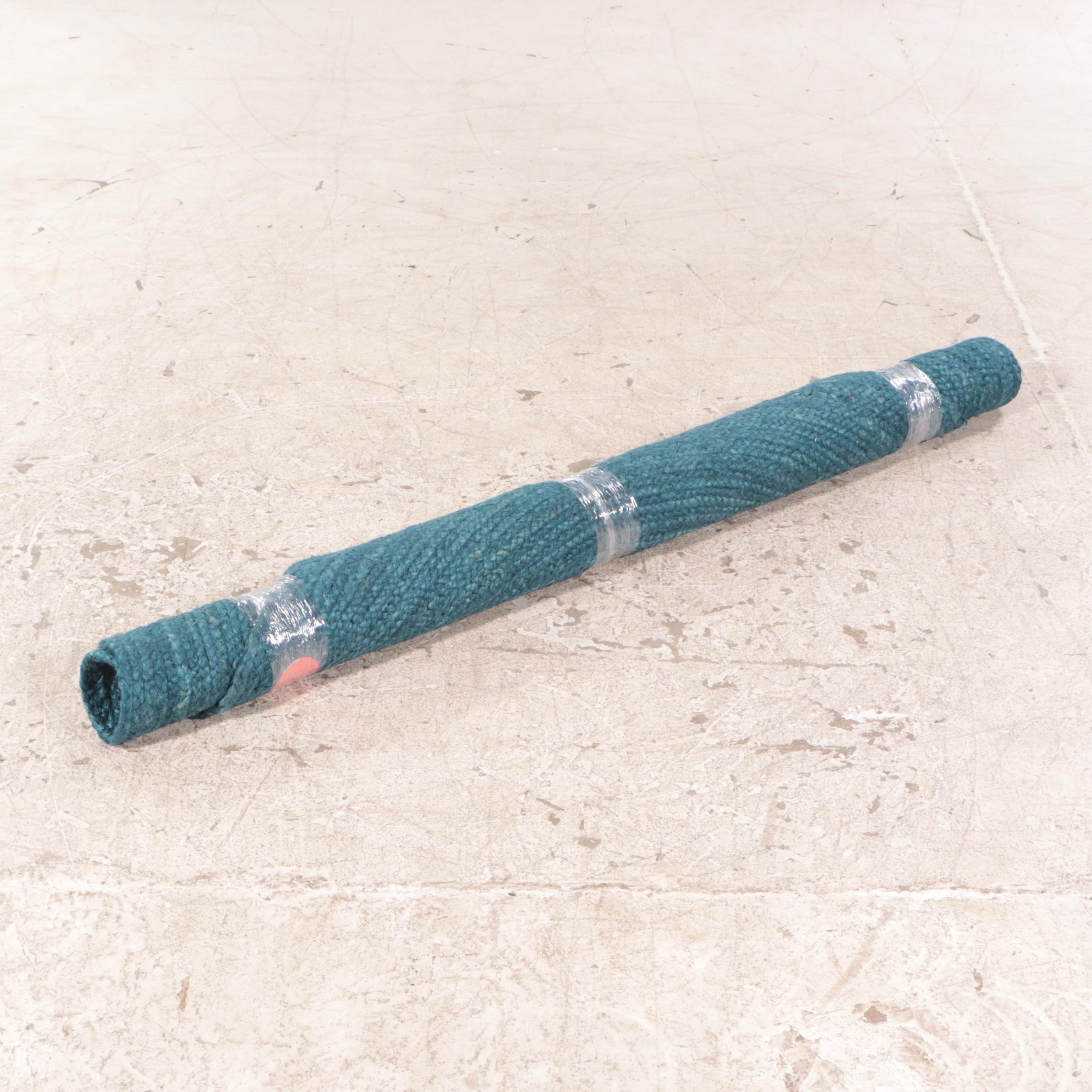 5'1 Round Opalhouse Blue Braided Jute Area Rug EBTH