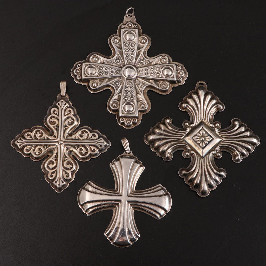 Reed & Barton "Christmas Cross" Sterling Silver Ornaments, Late 20th C.