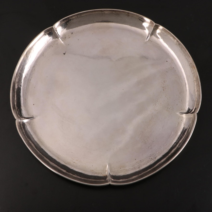 Kalo Shop Hand Wrought Sterling Silver Circular Tray, 1917-1970