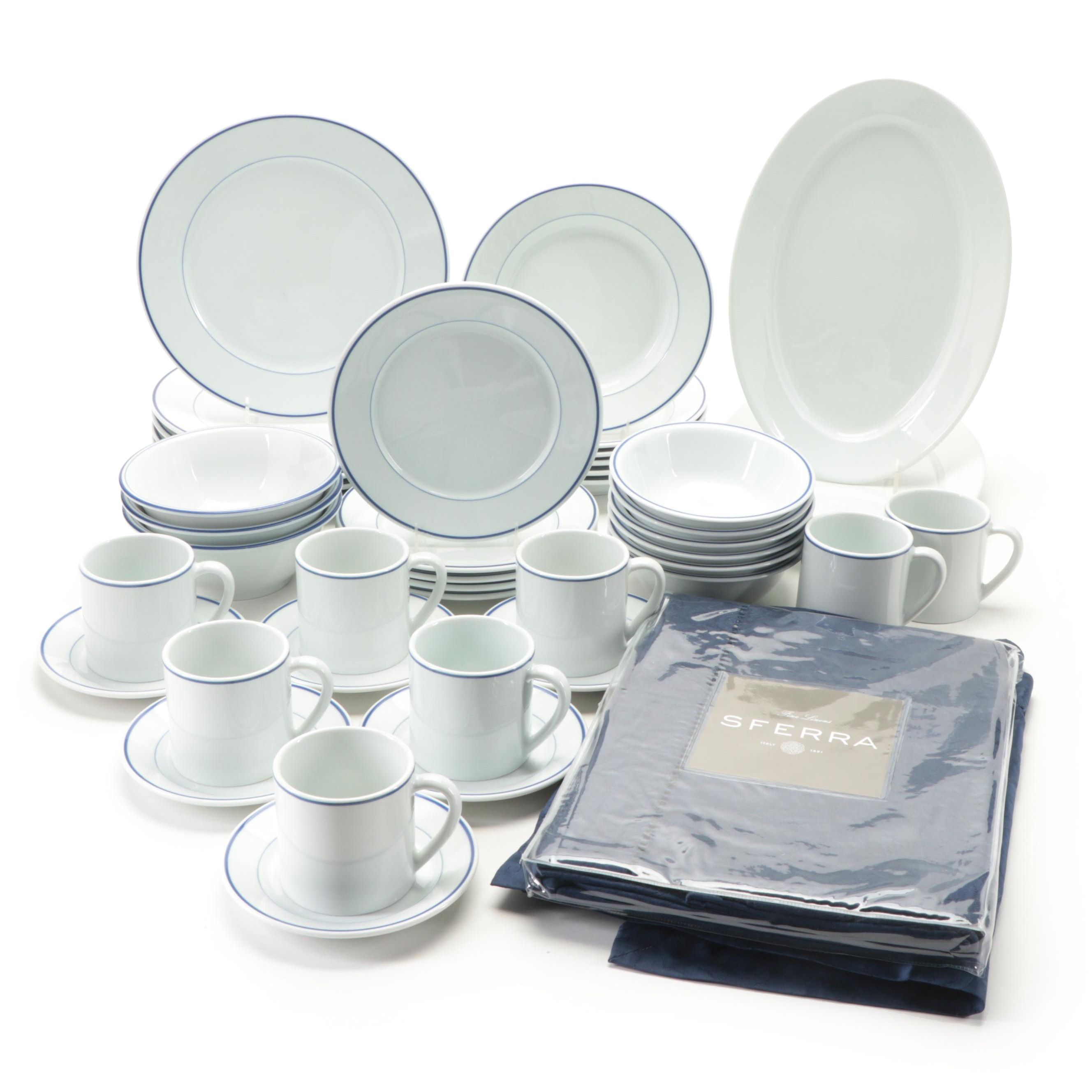 Apilco "Tradition Blue" Porcelain Dinnerware with Sferra "Acanthus
