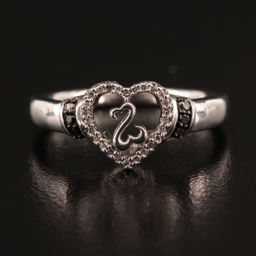 Sterling Diamond Heart Ring