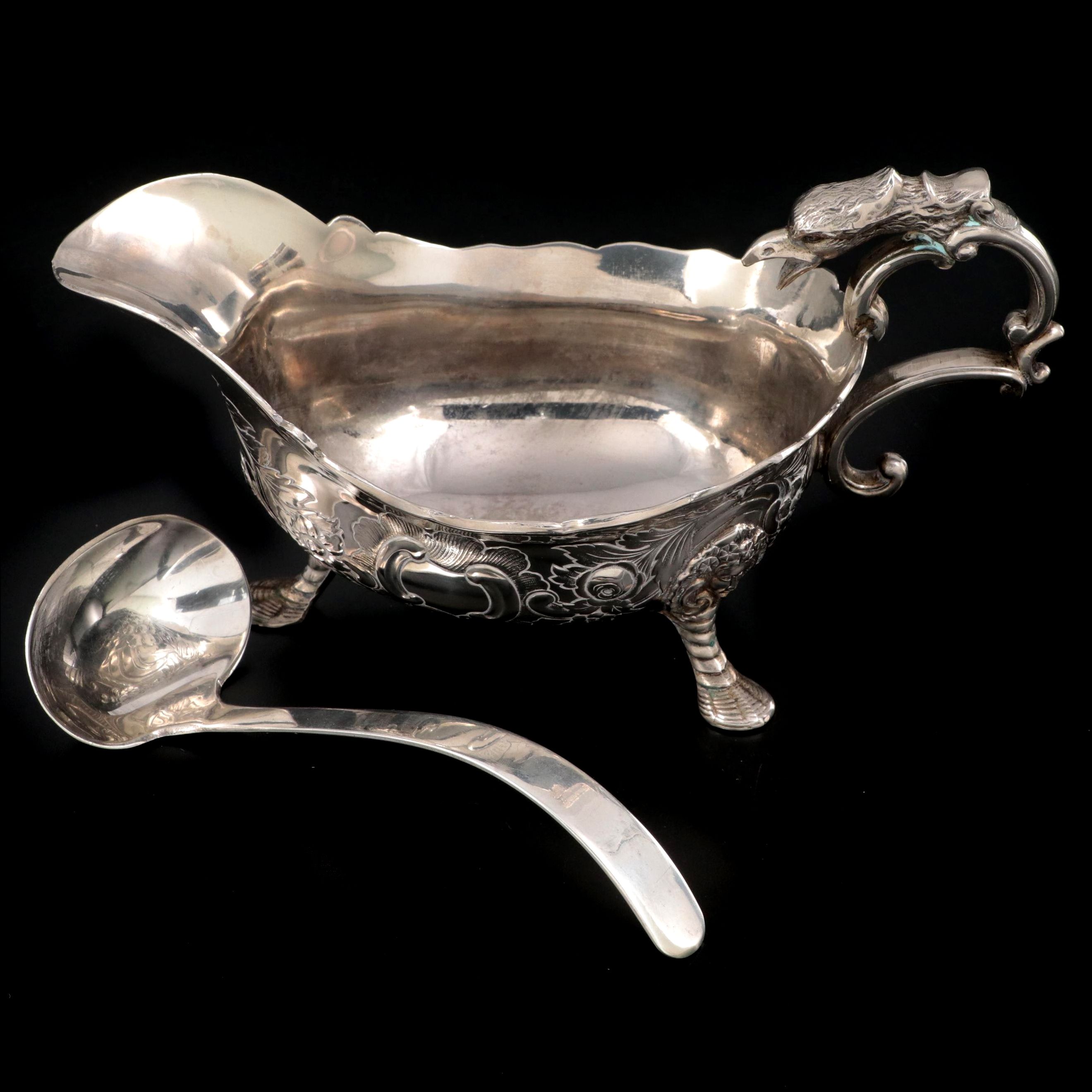 Corbell & Co. Silver Plate Sauce Boat with Bird Head Handle and