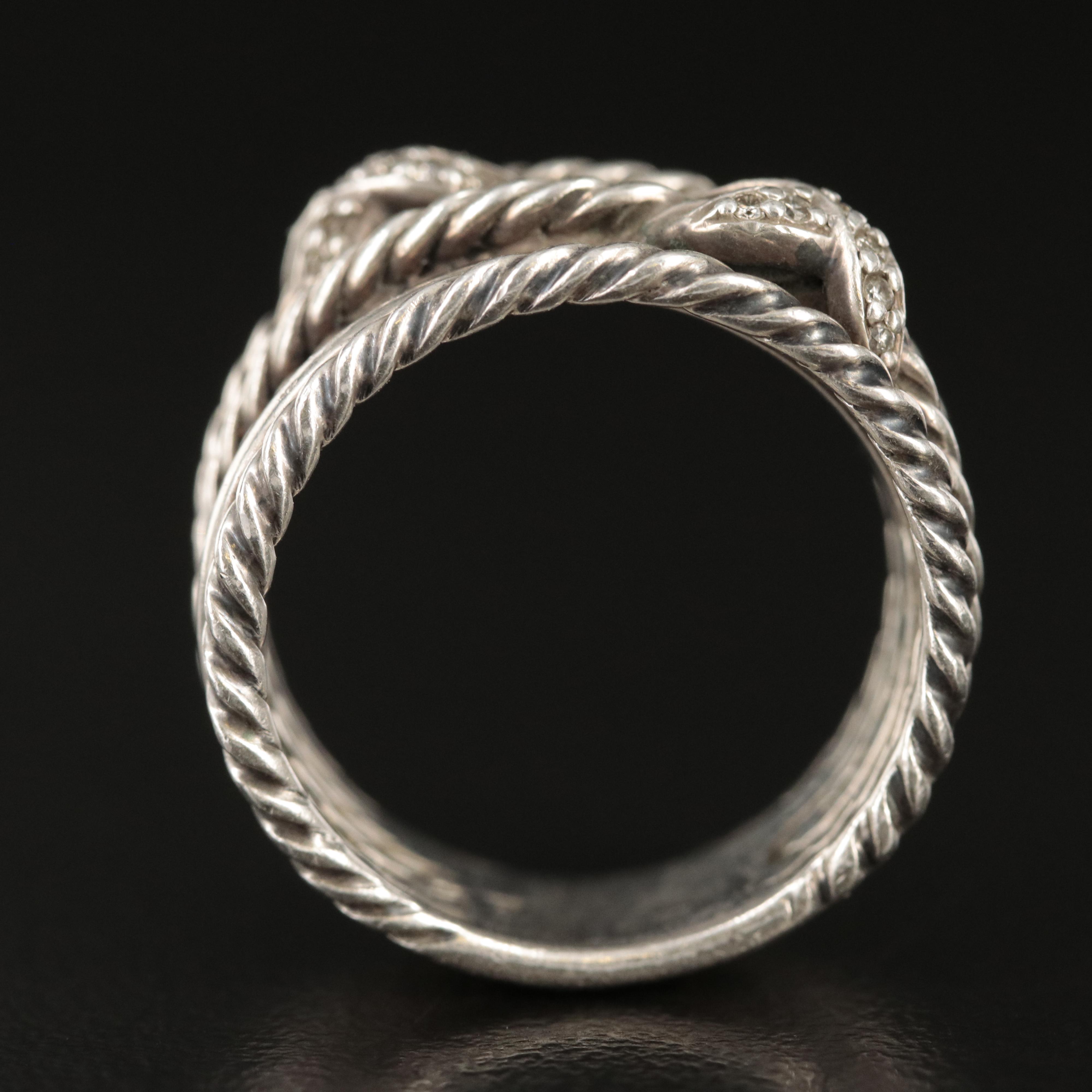 David Yurman Sterling Diamond Double X Crossover Ring EBTH