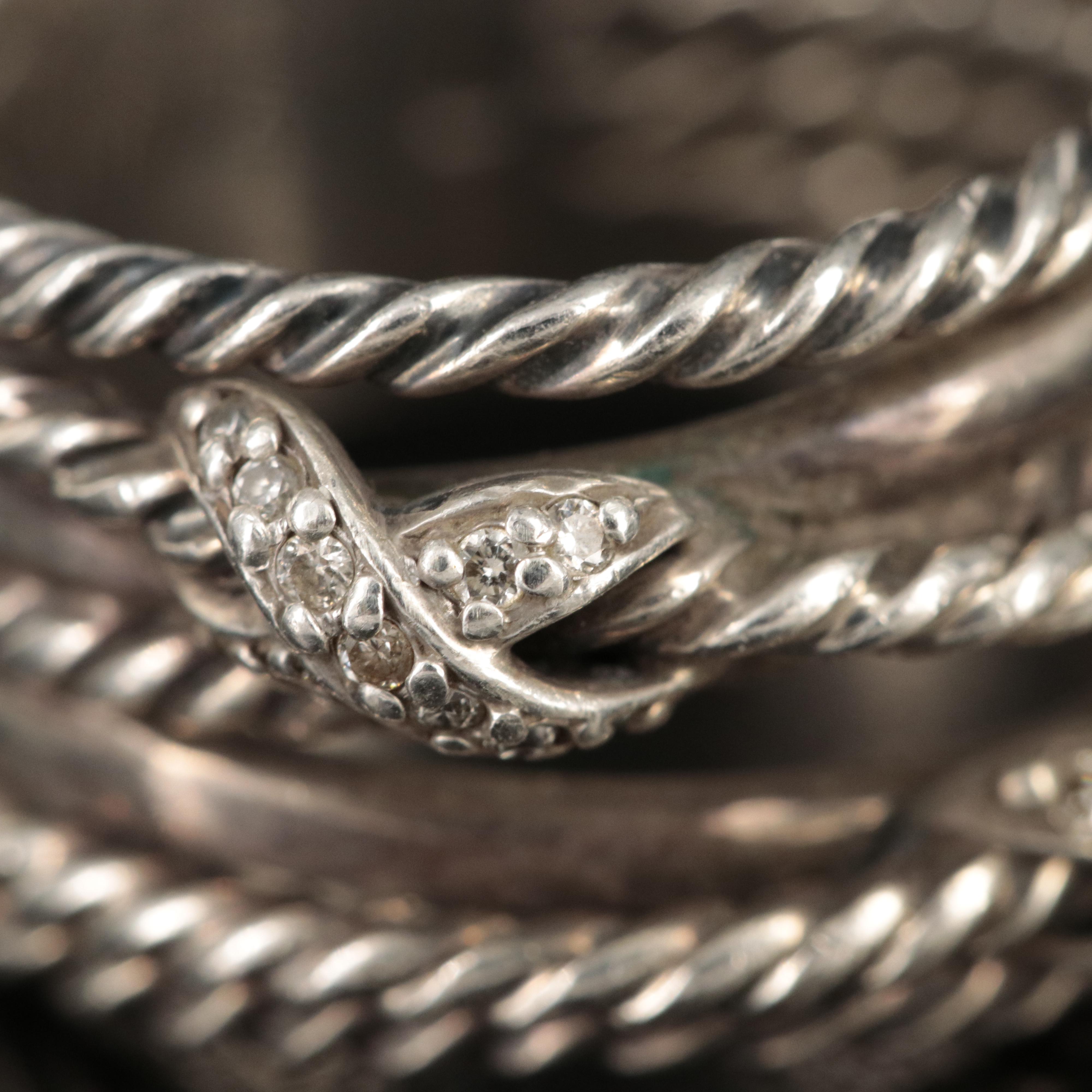 David Yurman Sterling Diamond Double X Crossover Ring EBTH