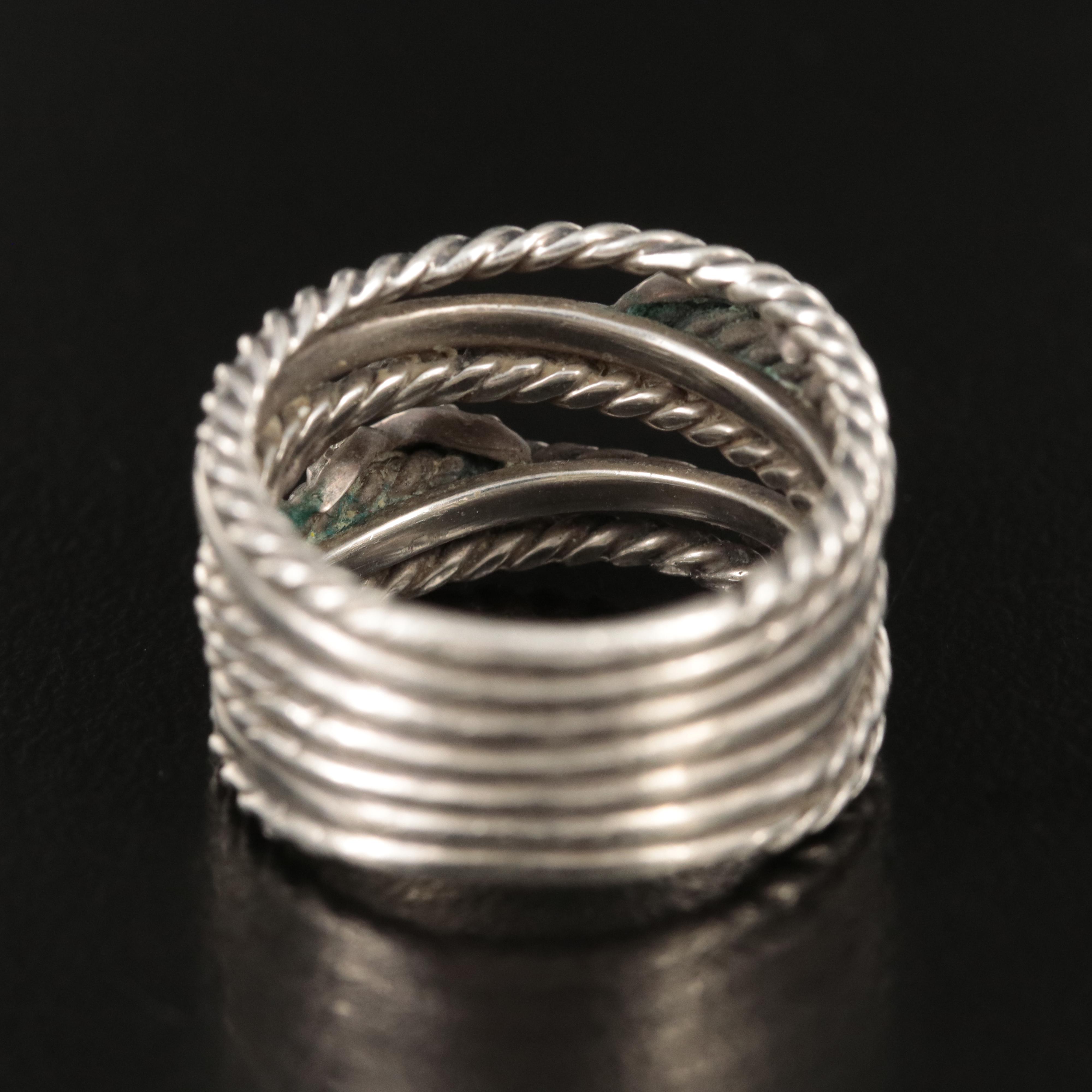 David Yurman Sterling Diamond Double X Crossover Ring EBTH