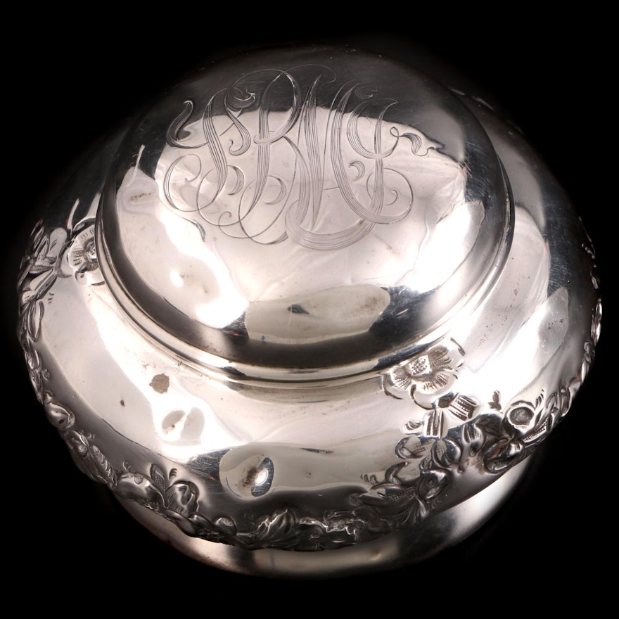 Simons Brothers Repoussé Sterling Silver Powder Jar, Early 20th Century