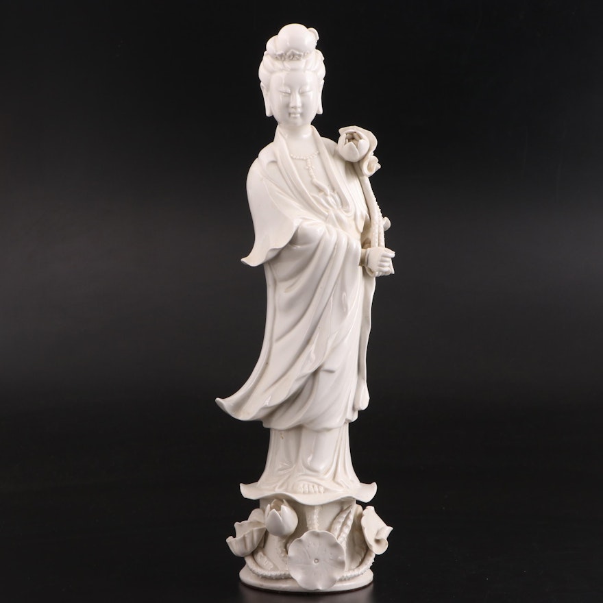 Chinese Blanc De Chine Guanyin Porcelain Figurine