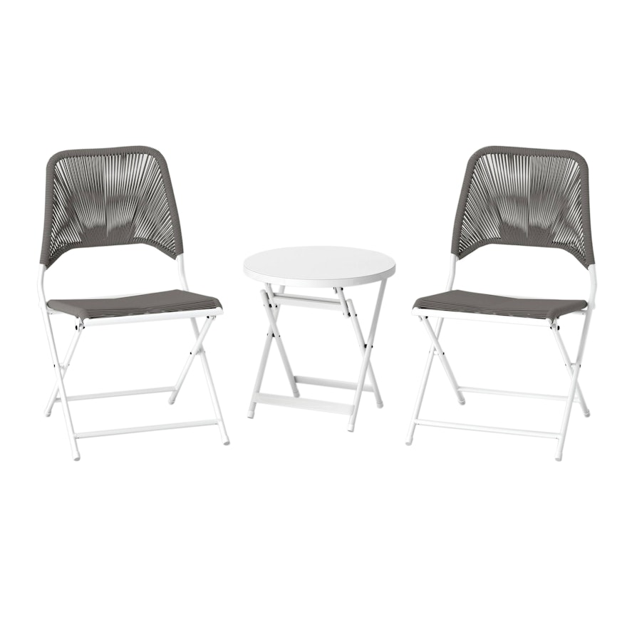 Project 62 Fisher Gray and White Three-Piece Foldable Patio Bistro Set