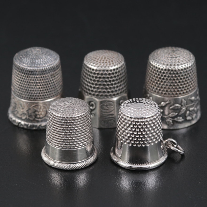 American Sterling Silver and Silver Plate Thimble Collection