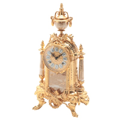 Franz Hermle French Empire Style Gilt Metal Mantel Clock, 20th Century