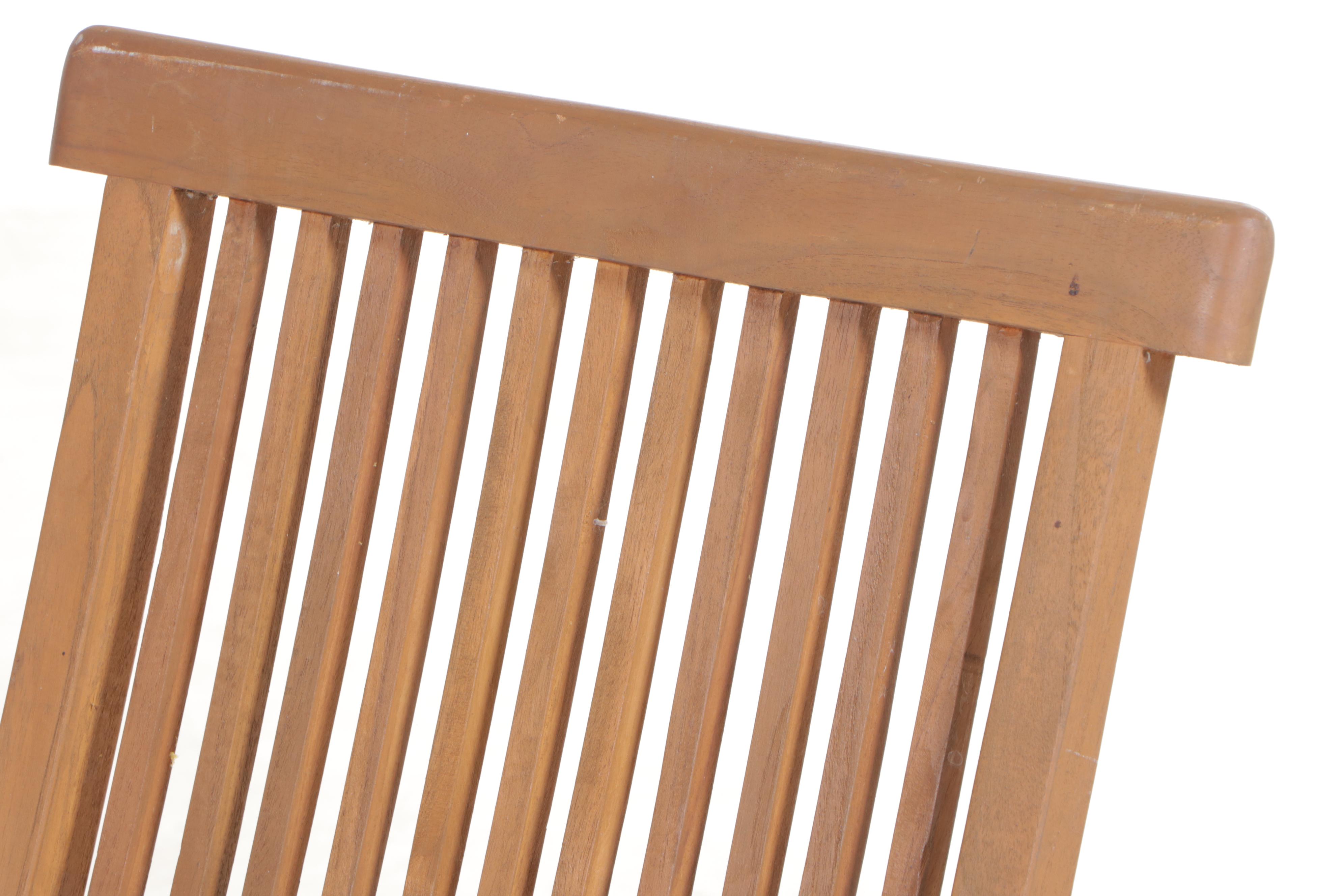 Four Slatted Teak Folding Patio Side Chairs Plus Two Armchairs EBTH