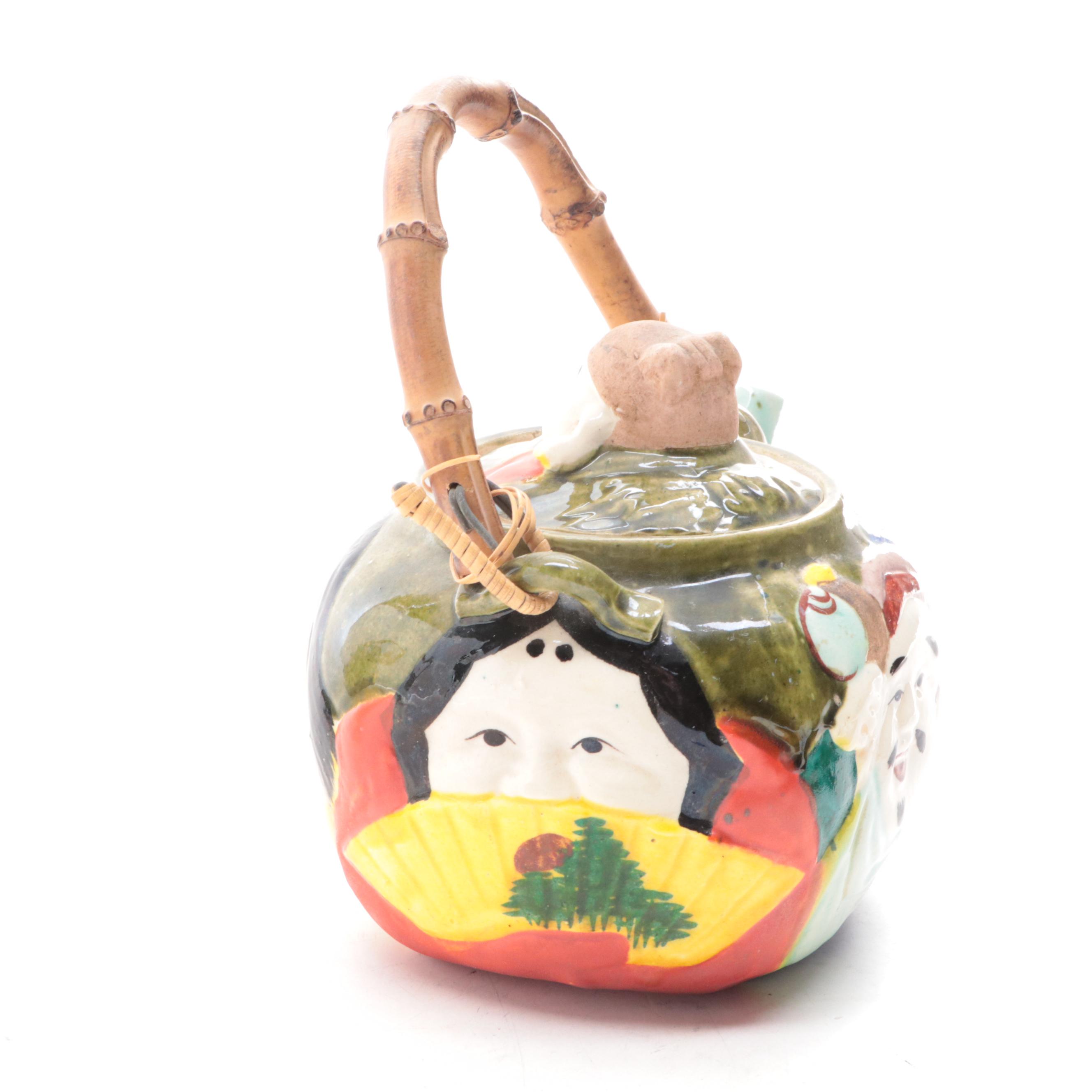 Japanese Banko Ware Teapots with Bamboo Handles EBTH
