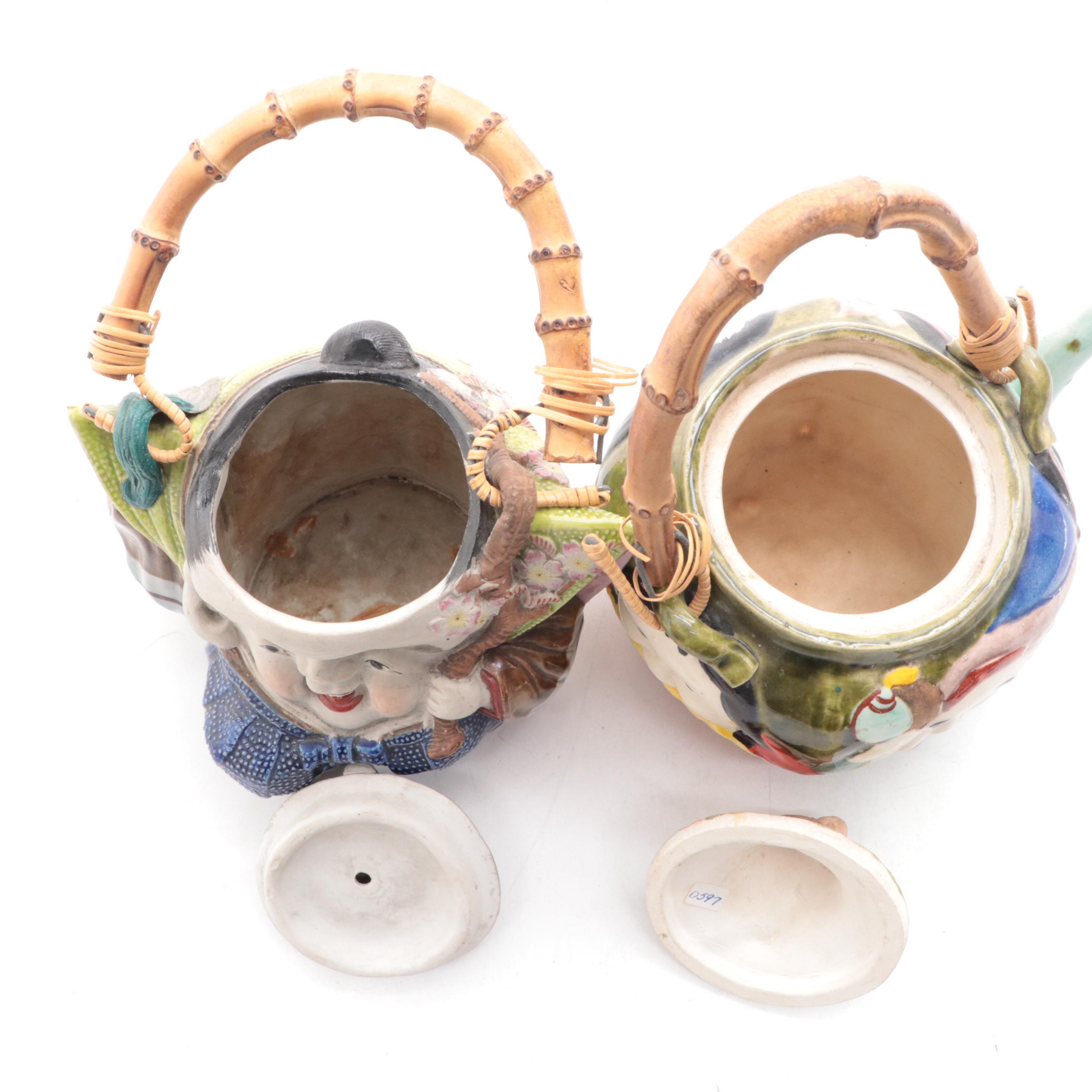Japanese Banko Ware Teapots with Bamboo Handles EBTH